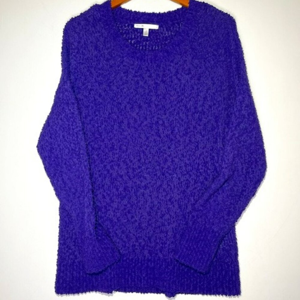 Seven7 Women's Crewneck Purple Comfy Loose Knit Sweater Oversized‎ Stretch Sz L